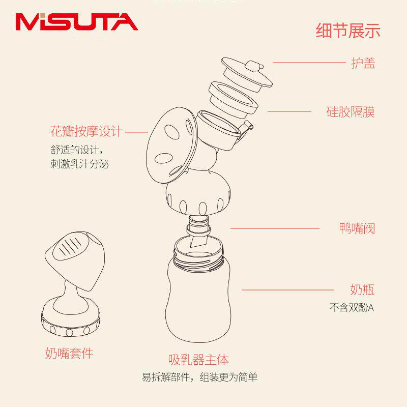 米苏塔吸奶器电动便携式自动挤奶器产妇吸乳器拔奶器吸力大非手动