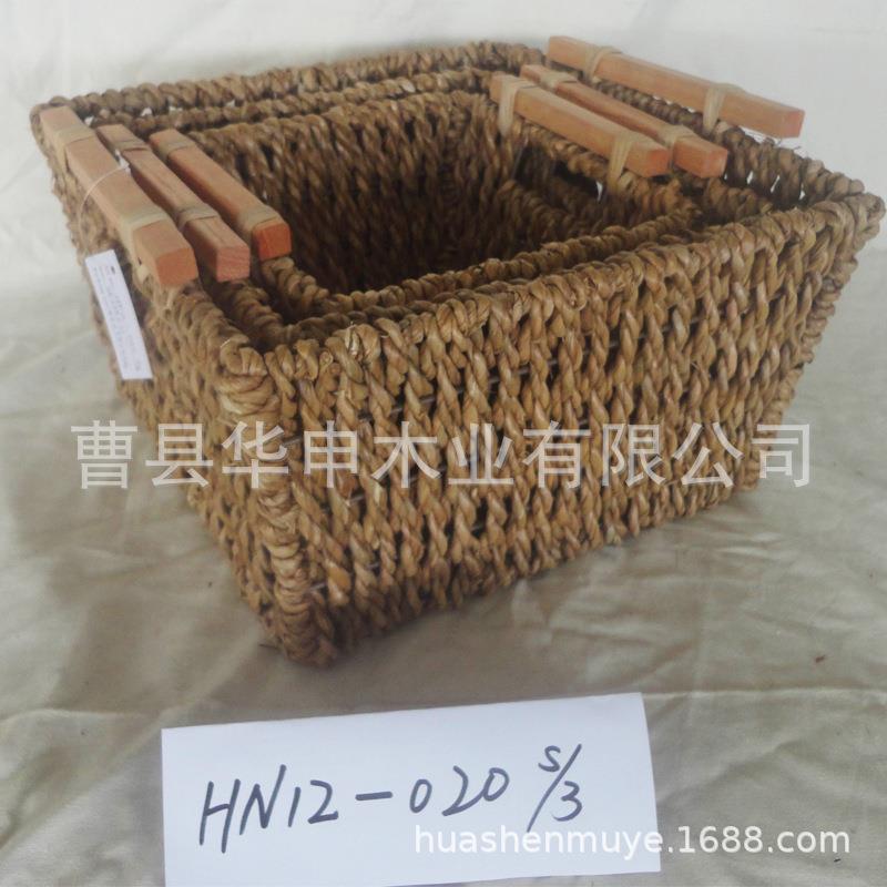 手工草编收纳篮水葫芦收纳篮 水葫芦编织框 草编篮风信子篮收纳筐