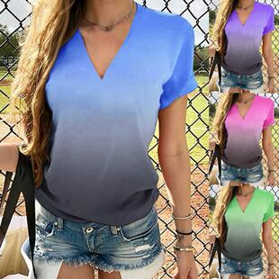 sleeved short shirt women Gradient for printed