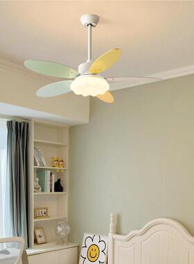 彩儿童卧室房风扇灯网红南瓜五叶餐厅吊扇灯全一光谱电31368风扇