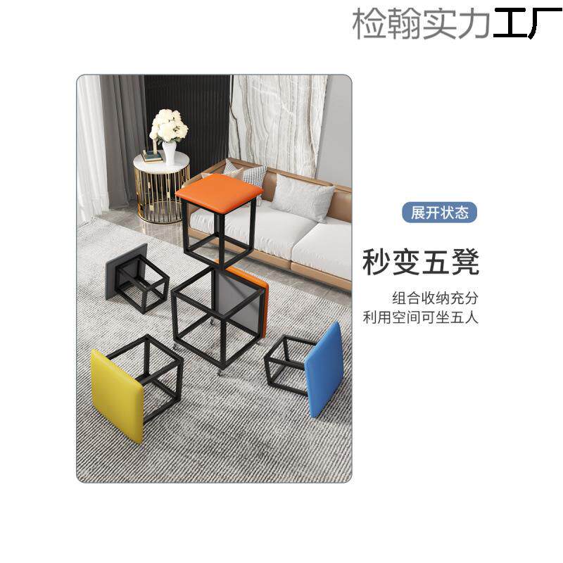 组合凳厅子家万用叠放魔方61可凳椅子折叠沙发向轮坐客茶几小矮凳