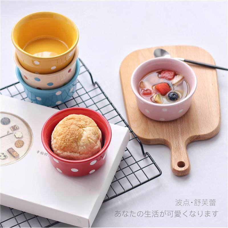 跨境波点烤碗陶瓷创意舒芙蕾烤碗双皮奶杯甜品碗蒸蛋糕碗烤箱烤盅