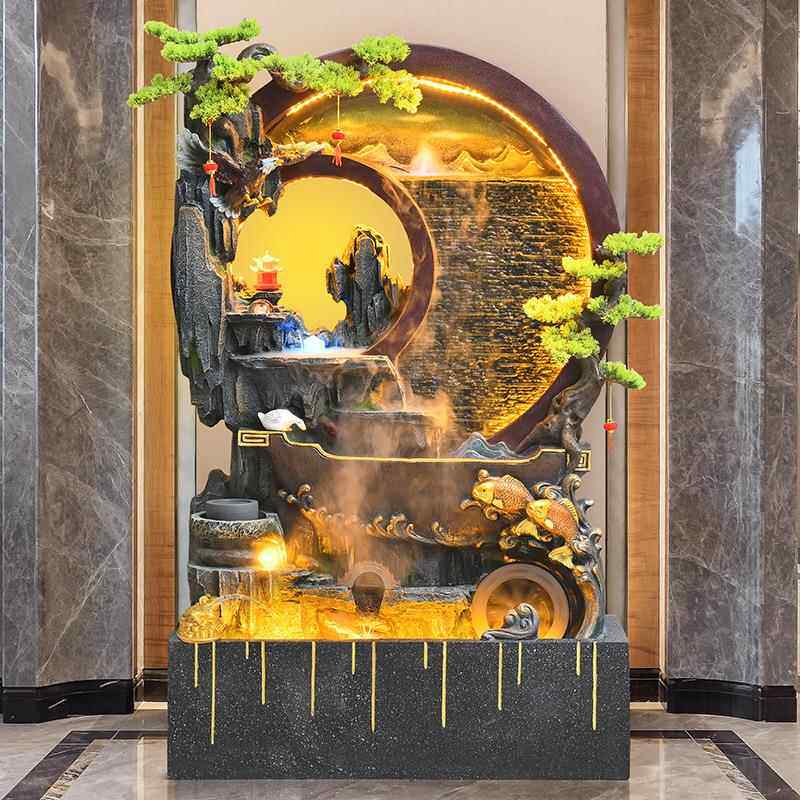 水幕墙水鱼假山喷泉景观办公室别景墅装流饰WMI屏风户外庭院池造