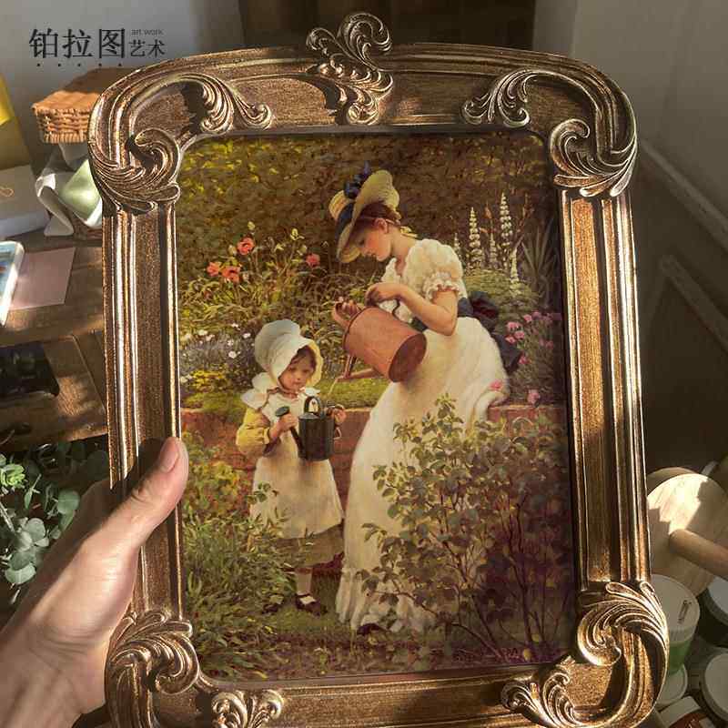 欧式复古做旧雕花相框画框油画小众美式装饰轻奢长方形树脂小摆件