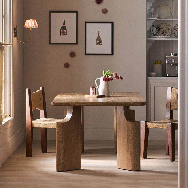 中古风简约实木长方形餐桌 法式设计师复古接待长条桌家用吃饭桌