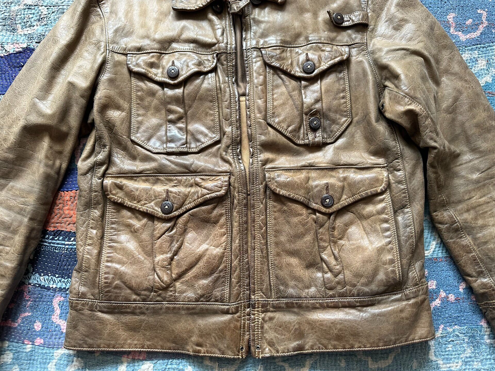 Polo Ralph Lauren Brown Leather Jacket — detail