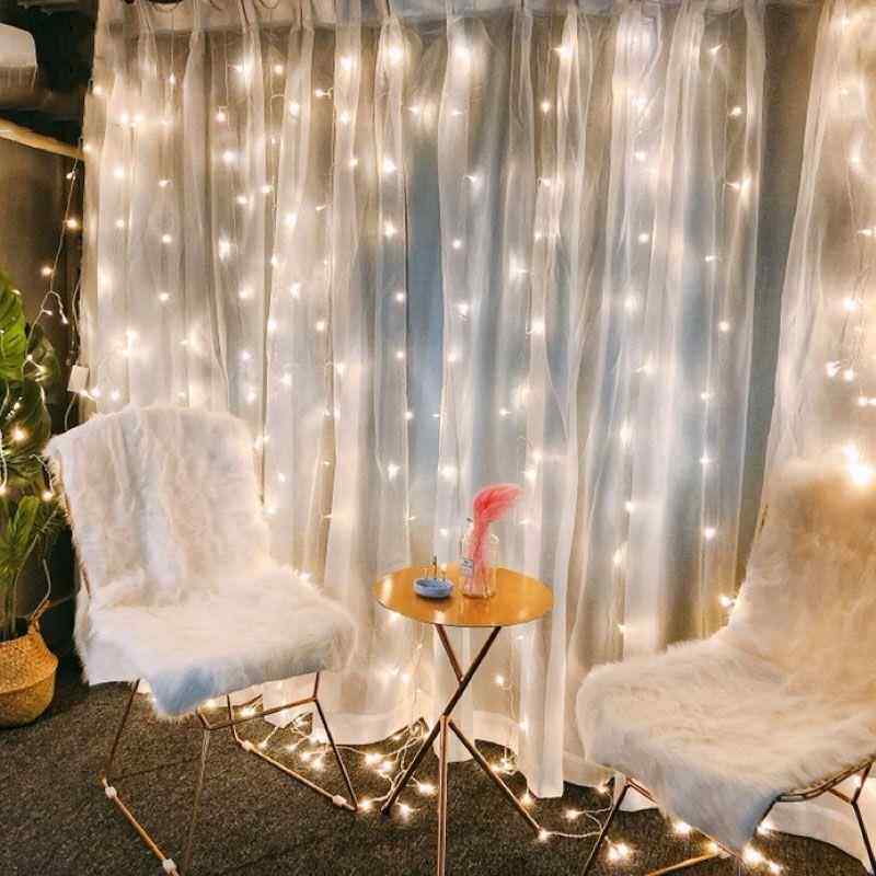 婚礼星星灯OCS装饰灯浪串闪烁房间婚led窗帘灯网红漫房室卧瀑布灯