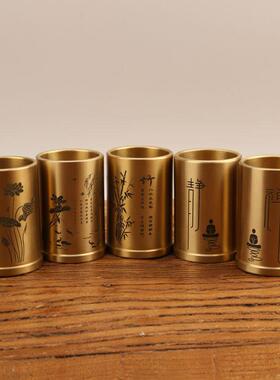 实心公铜筒件黄铜笔113筒摆家居办室收纳笔筒笔摆饰