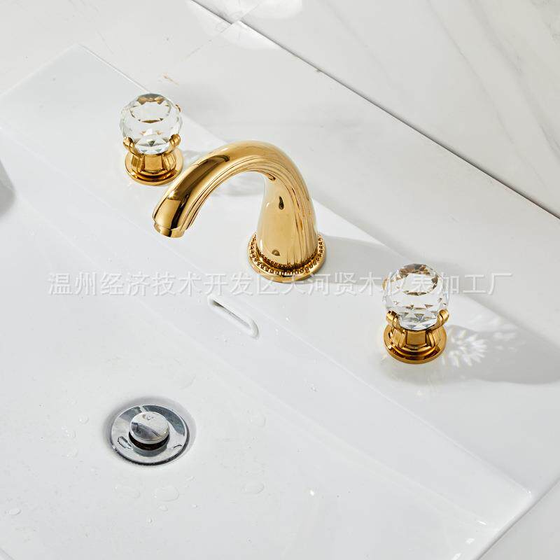 新款直销酒店土豪金面盆冷热水龙头卫生间浴室洗脸洗手盆卫浴龙头