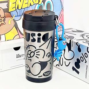 高颜值多巴胺水杯男女生上班族陶瓷内胆保温杯车载随手咖啡杯外带
