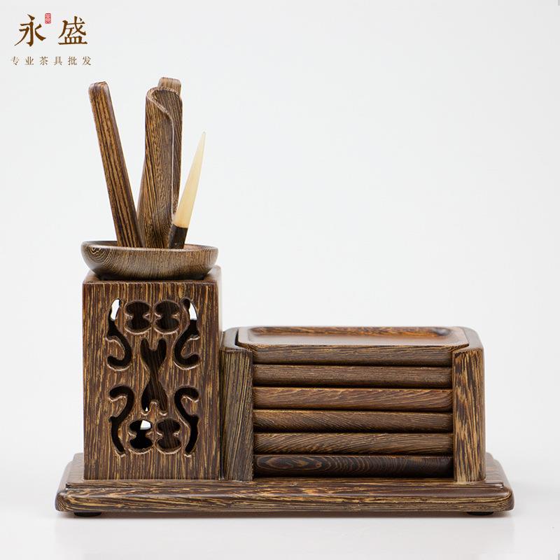 KI9S花梨木黑檀木茶道六君子组合套装实木茶具零配件茶艺六件套带