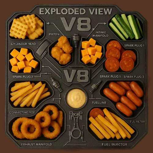 V8 Engine Food Platter V8发动机食物拼盘