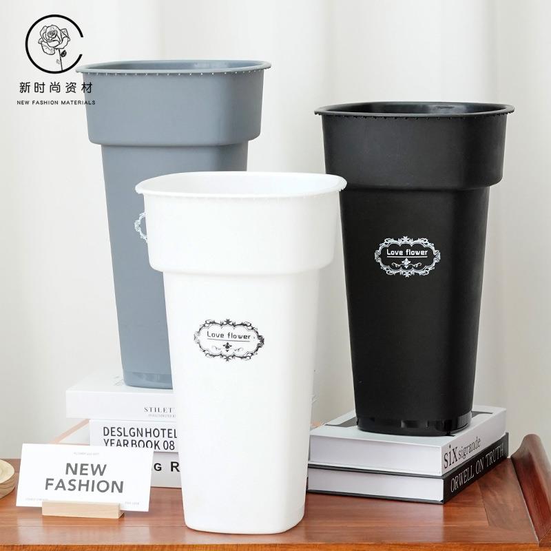醒花桶深水塑料专业养容器方形水培塑料折叠高瓶插花长枝法式筒