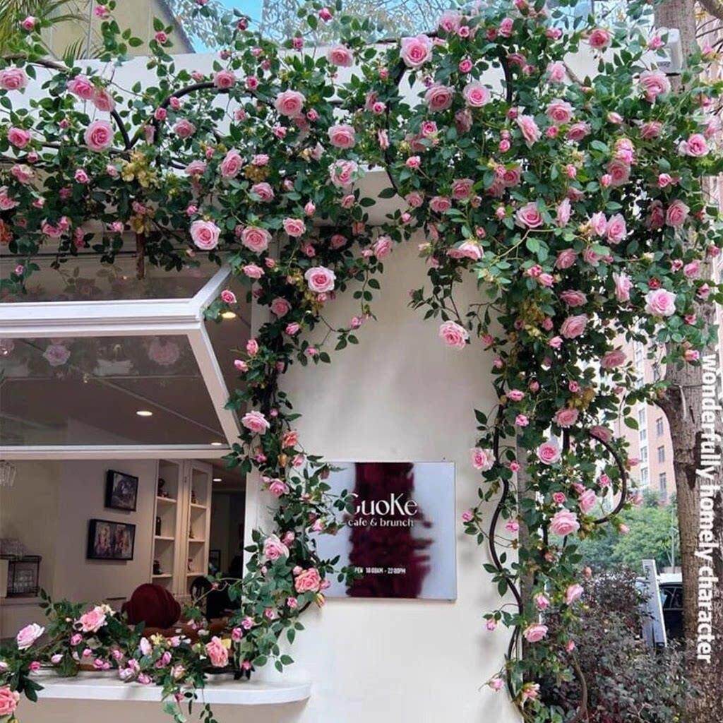 彷真玫瑰花藤蔓网红打卡彷真花墙室外庭院装饰假花藤条墙壁挂绿植