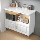 岩板桌厨房置物架落地餐柜收纳柜家用多层操作台微波炉柜