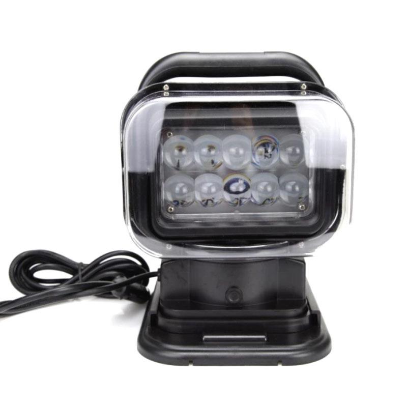 车载led遥控灯 探照灯12V24V通用360度旋转船用远程搜索灯聚光50W