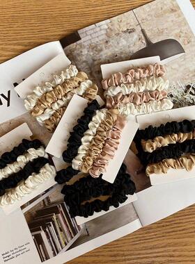 4pcs Pure Silk Skinnies Small Scrunchie Set Hair Bow Ties Ro
