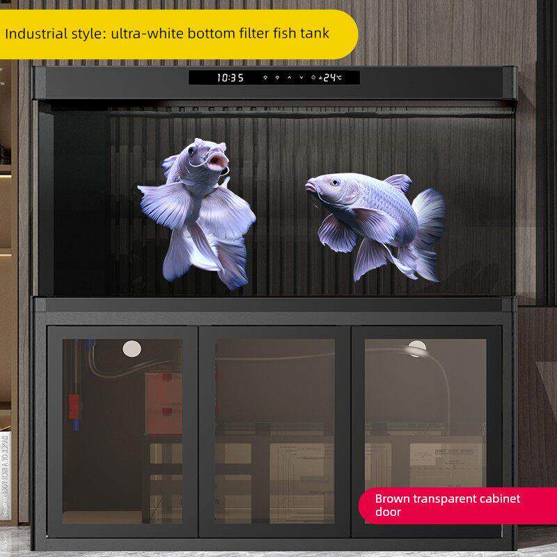 中大型超白玻璃鱼缸客厅家庭水族懒人不需要改变水下过滤器底部过
