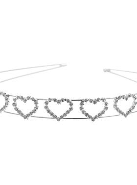 Rhinestone Headbands Heart Shaped Elastic Silver Cupid Love