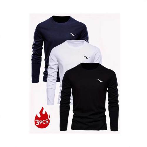 Men's 3-piece set long-sleeve T-shirt with eagle print