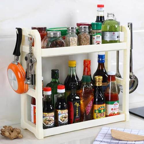 Double-layer kitchen storage rack, no drilling required, for