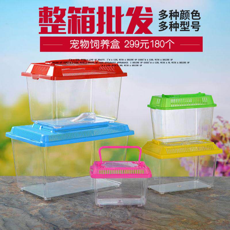 新款直销大号塑料乌龟缸金鱼缸爬虫饲养宠物手提透明仓鼠盒子龟盒