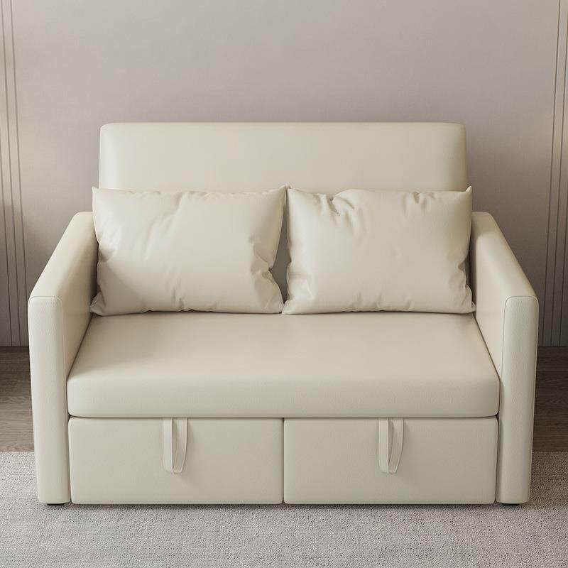 现代简约多功能两用皮艺沙发床公寓酒店出租房推拉贵妃折叠沙发床