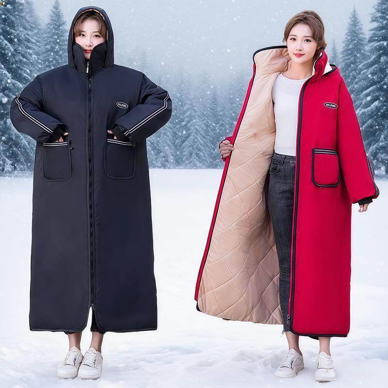 电动车挡风衣冬季保暖加绒加厚防雨防寒骑行服棉服连体大衣挡风被