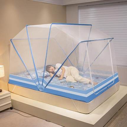 热加密-卖新MYJ-2838款股加花高防摔折叠款印蚊帐学生宿舍六蚊帐-