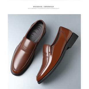 新款皮鞋中男商务正装男士夏百季透气休闲 年一脚蹬搭户外英伦老