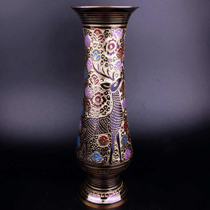 巴基斯坦手工雕刻铜花瓶家居玄关仿古花瓶摆件古典中式家居装饰品,家居饰品,花瓶,淘宝优惠券,粉丝福利购,淘宝优惠卷