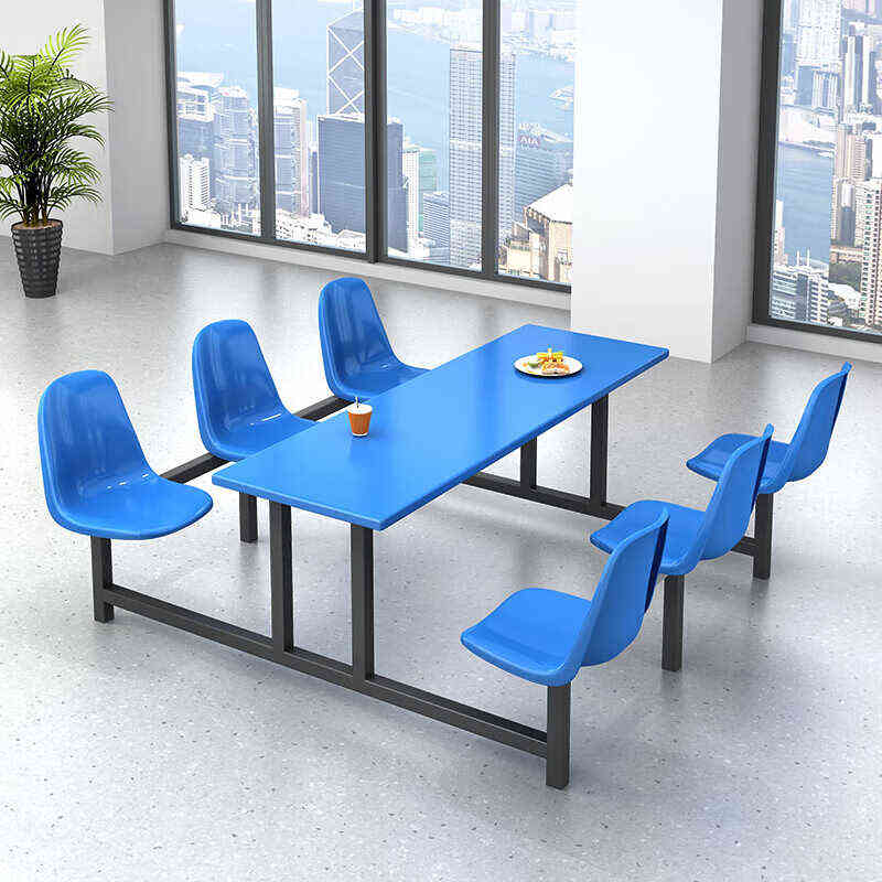 苏美特学生食堂餐桌椅组合不锈钢框架员工学校连体饭堂8人位快餐