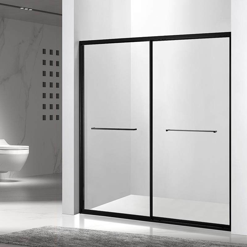 不锈钢窄边一字型淋浴房简约淋浴隔断浴室干湿分离玻璃移门