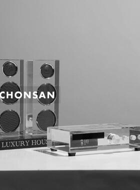 现代轻奢音乐主题水晶音响功放摆件样板间售楼处客厅茶几桌面饰品