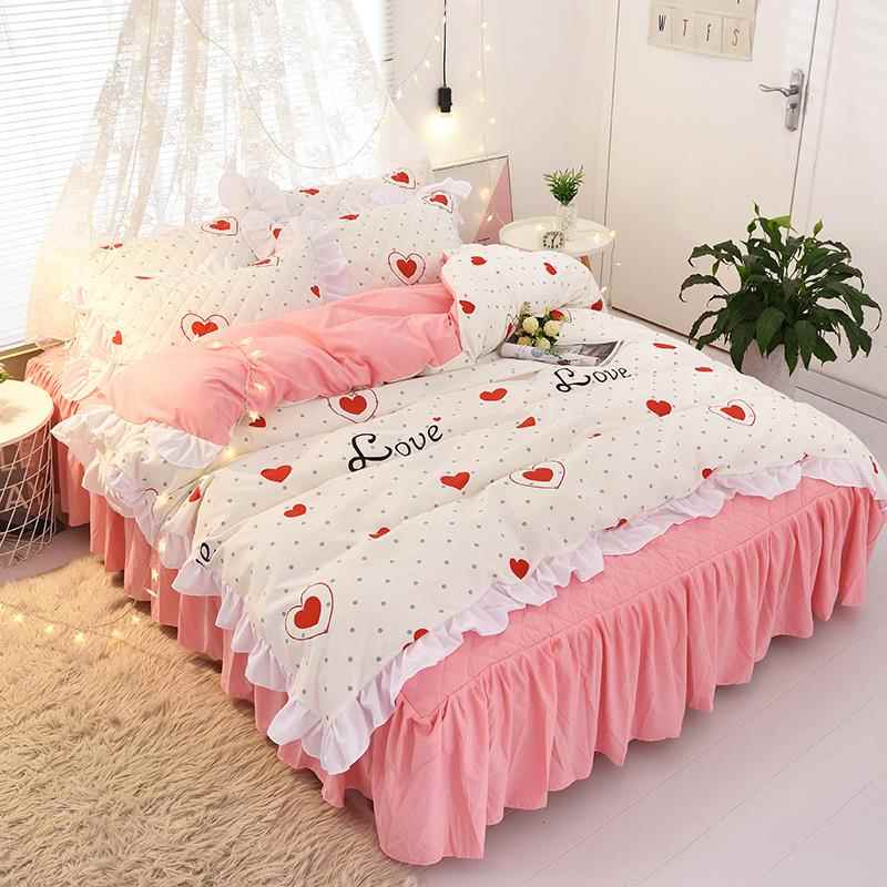 高档四件套戏全棉纯棉磨毛被套床马团床裙床单罩笠公主风秋床上用
