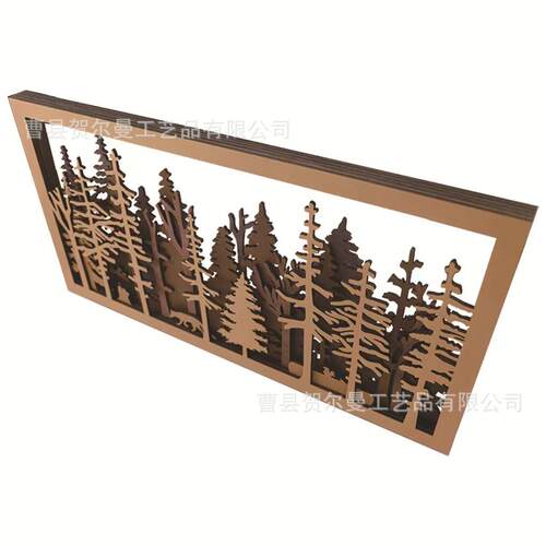 新款北美北欧森林木孤装饰画ForestWoodenFoxwallArt木质