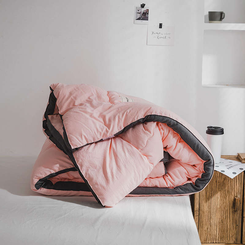 北欧简约风纯色水洗棉春秋被学生纤维被芯单双人冬被加厚冬季被子