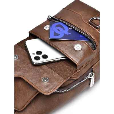 男士胸包斜挎包皮包休闲单肩包新款单肩包胸前包斜肩包潮小包背包