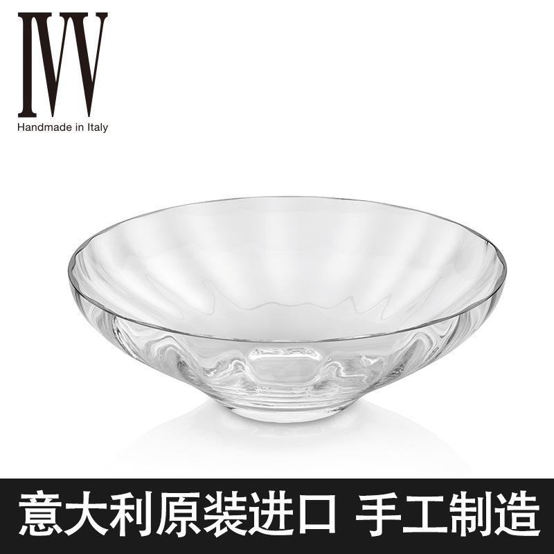 意大利进口手工玻璃透明果盘果碗北欧厚重客厅家用水果盘琥珀