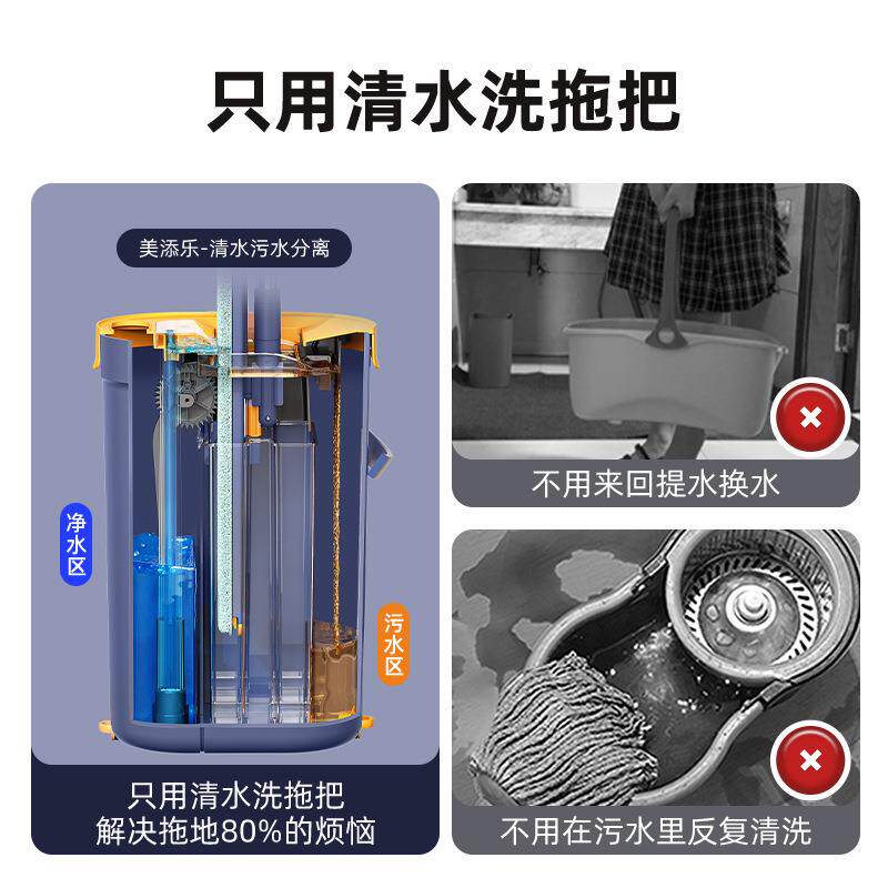 美添乐拖把净污分离免手洗干湿两用超大平板抗菌可拆洗清洁吸水