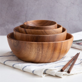 平底木碗相思木整木，木钵大号木盆木制米，饭碗和面盆水果沙拉碗