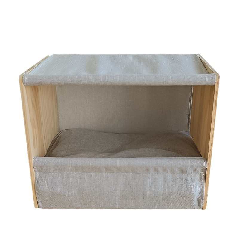 屋冬季睡觉猫四季双层半封闭房子屋猫咪通用式猫帆布保暖实木猫窝