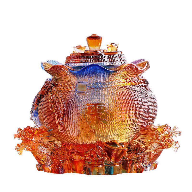 琉璃祥龙聚宝盆聚宝袋家居酒柜装饰品摆件工艺品办公摆设,家居饰品,装饰摆件,淘宝优惠券,粉丝福利购,淘宝优惠卷