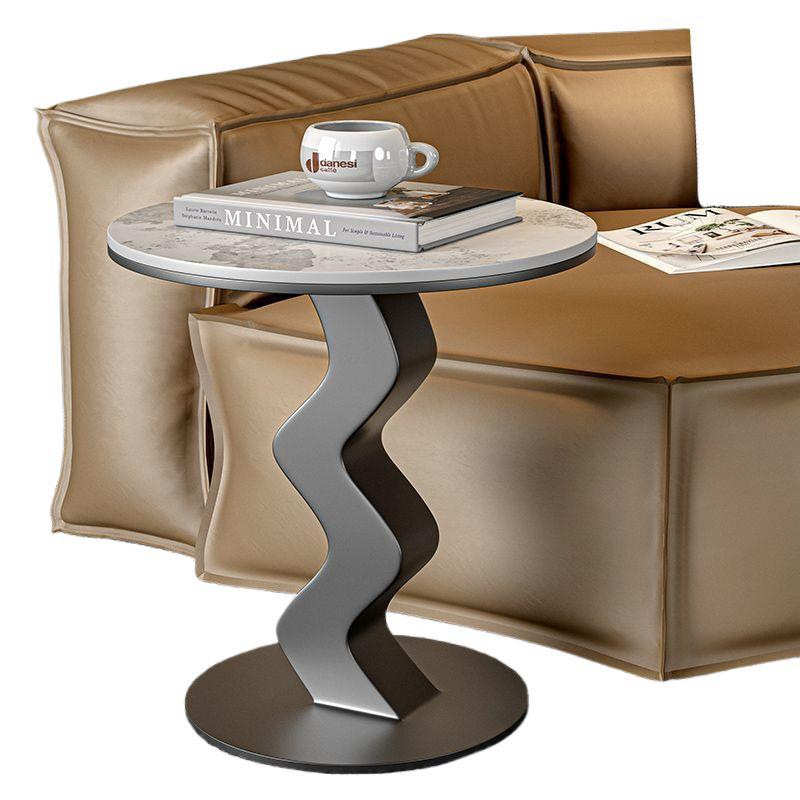 意式轻奢岩板边几茶几客厅沙发边桌简约角几阳台小圆桌小茶几创意