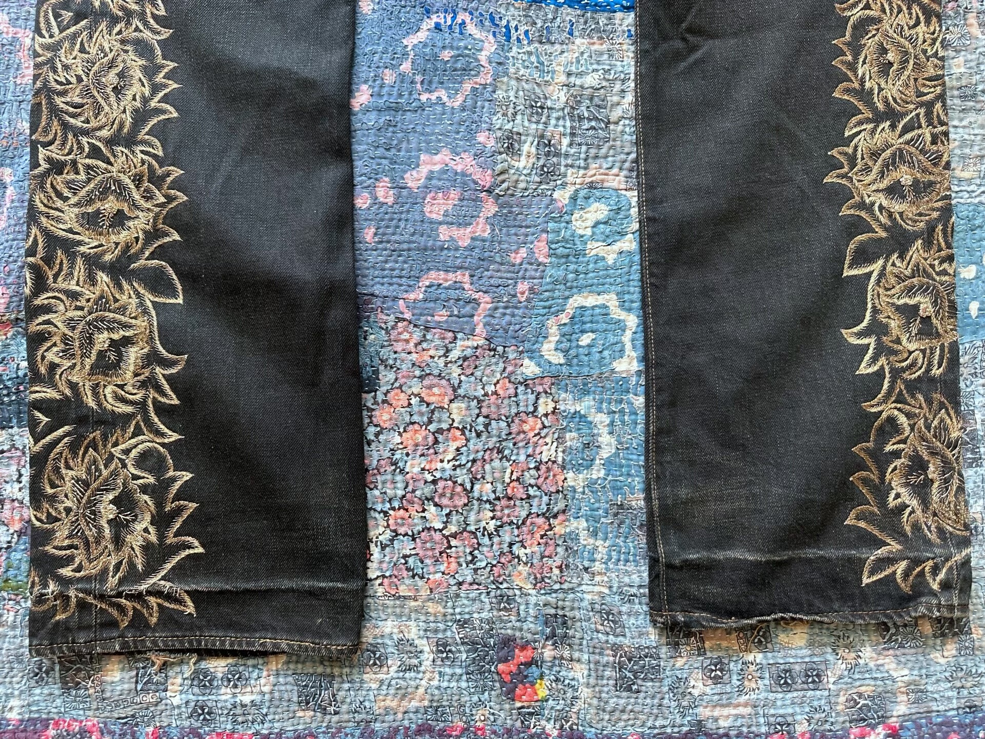 RRL Dark Denim Embroidered Straight Jeans — label