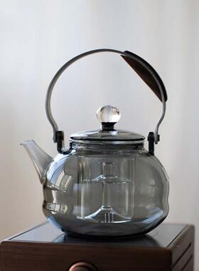 烟灰色13781星梁空蒸盖钮璃提玻壶煮茶壶茶壶一体大容量烧水壶