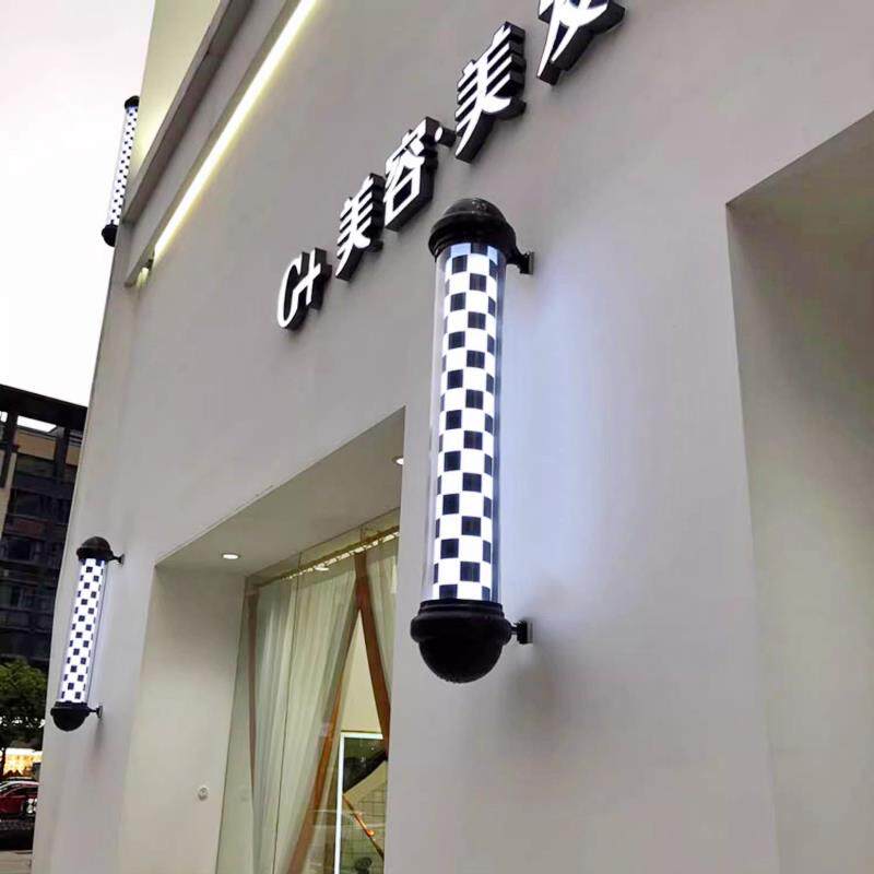 美发转灯理髲店LED圆形广告转灯壁挂覆古发廊灯箱户外挂墙防水