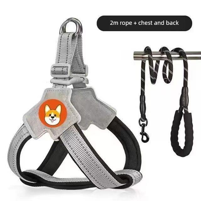 新型狗绳束背心式宠物步行皮带中小型柴犬斗犬柯基项圈