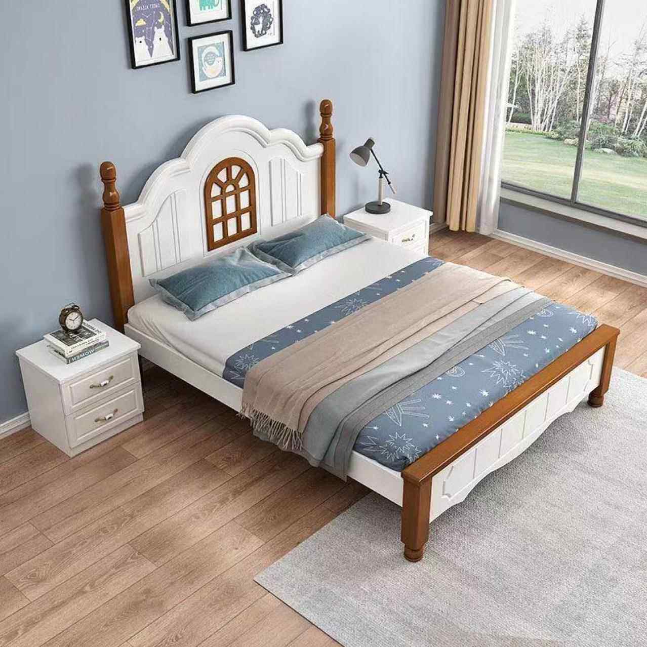 实木床儿童床1.8米现代简约美式经济型主卧1米2白色公主1.5欧式床