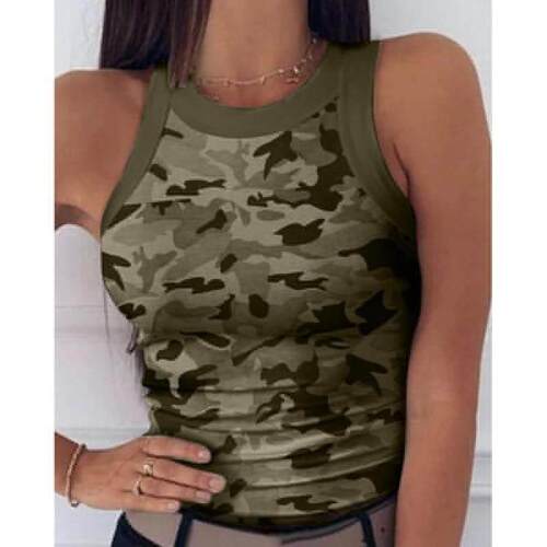 Sexy Camo Digital Print Sleeveless Tank Top 迷彩印花无袖背心